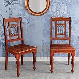Jeen Wood Solid Sheesham Wood Dining Chair Set of 2 | Solid Wood Dining Chairs | Wooden Dining Chairs for Home and Living Room | Study Chairs | Wooden Set of 2 Chairs | Honey Oak Finish-image-38