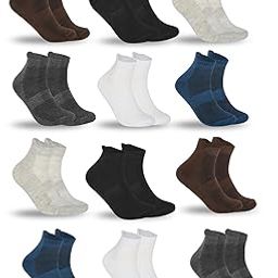 12 Pairs Solid Cotton Ankle Length Socks for Men & Women, Multicolor, Pack of 12, Free Size-image-33