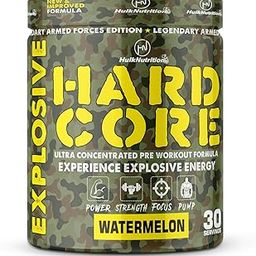 Hulk Nutrition Hardcore Pre-Workout Supplement, Energy Drink with Creatine Monohydrate, Arginine AAKG, Beta-Alanine, Explosive Muscle Pump, Caffeinated Punch - For Men & Women [30 Servings, Watermelon]-image-99