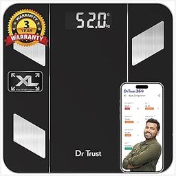 Dr Trust USA 525 Hercules XL Extra Large Smart Body Fat Scale & Composition Measurement Device, BMI, Personal Weighing Machine Monitor Body Weight & Age, Syncs With Fitness App (Black)-(27x27x2.2 cm)-30