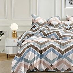 Furnistitchs Luxurious Cotton Blend Duvet Cover Comforter Cover Quilt Cover Razai Dohar Blanket Covers for Single Bed with Zipper Closure (60x90 inches, Cream Geometric)-image-88