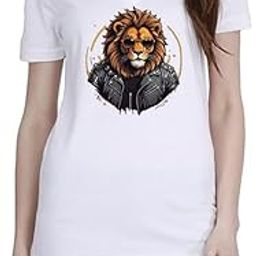 Lion Face White Women Polo T-Shirt-image-17