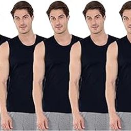 Fox World Close Round Neck Broad Shoulder Multipurpose Sleeveless Vest for Men Black Pack of 4 and 5-image-36