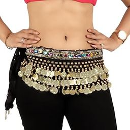 KC ECOM Women's Arabic Belly Dance Hip Scarf Waistband Belt Skirt with Colorful Leaves Gold Coins-image-21