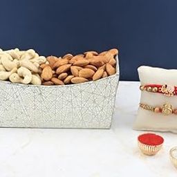 SFU E Com Set Of 2 Rakhi With Dry Fruit Hamper For Rakshabandhan Gift | Dry Fruit And Rakhi For Brother | Dry Fruit Basket Hamper | 127-47