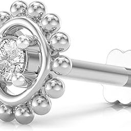 925 Sterling Silver 18K Gold Plated Beaded Halo Nose Pin for Women and Girls | With Certificate of Authenticity and 925 Stamp-10