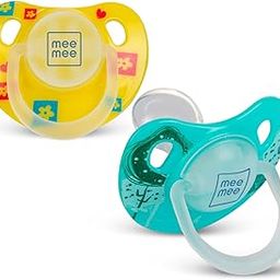 Mee Mee Baby Silicone Pacifier | Orthodontic Nipple for Oral Stimulation | Unique Shape to Support Psychological Breathing | Soother for Babies | Easy to Clean | 0-18 Months (Yellow/Green)-22
