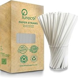 Pureco Paper Straws [6 MM, 250 Count, 300 GSM] | Biodegradable Paper Straw | Disposable Eco-Friendly Compostable Paper Straws | Cold Drink Juice Smoothie Non-Bendable Straw (White)-27