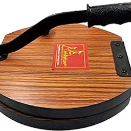 Wooden Manual Heavy Round Wooden Board Papad-Puri-khakhra Press Maker Plywood Machine with Iron Handle Roti Maker Press Machine with Handle for Kitchen Home (9 Inch)-image-3