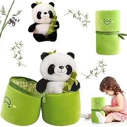 Babique Panda Bamboo Stuffed Animals Plush Toy, Bamboo Tube Panda Pillow Stuffed Panda Bear Plushies Panda Doll Gifts for Boys Girls-30