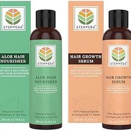 STEMVEDA Aloe Vera Hair Nourisher 200 ml and Hair Growth Serum 200 ml (Combo Pack of 2, Net Qty. 400 ml) | Non-Oily, Non-Sticky Serum for Healthier, Softer and Stronger Hair-33