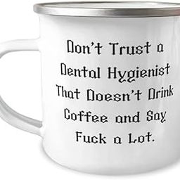 Surprise Dental hygienist Gifts, Don't Trust a Dental Hygienist That Doesn't, Love 12oz Camper Mug For Coworkers From Colleagues, Dental hygiene, Dental health, Teeth cleaning, Toothbrush, Floss-image-25