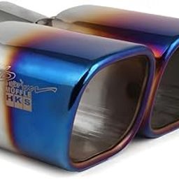 CARIZO High Performance 60mm Inlet Dual Exhaust Muffler Tip Burnt Blue TF-6124, Car Exhaust Upgrade Compatible with Hyundai XL6 (2019)-image-45