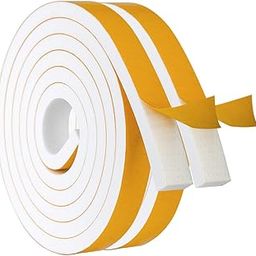 White Door Window Sealing Tape Self Adhesive Foam Tape High Density Weatherproof Sealing Tape 3/4" Wide x 3/4" Thick 2 Rolls Total 5 Yards-13