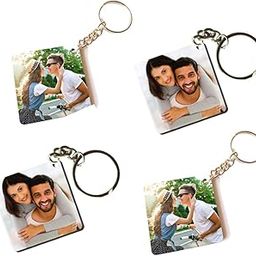 Personalized Couple Photo Keychain Set Custom Picture MDF Key Ring Gift for Anniversary Valentine Birthday Husband Wife Boyfriend Girlfriend Stylish Durable Customized Key Chains (set of 4)-image-14