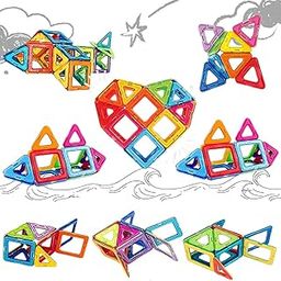 ToyMagic Magnaplay Magnetic Tiles 32 Pcs|Multiple Shape & Colour Tiles|Magnetic Blocks Building Set|STEM Toy|Learning Game for Kids 3+|Constructive and Creative Toy| |MagnaPlay Tiles - 32 pcs-13