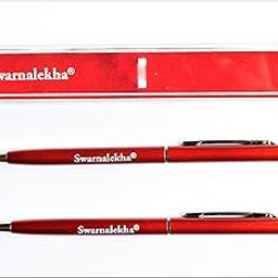 Swarnalekha® 2 Stylus Pen, Red Body Blue ink Ball Pen, Soft Touch Screen for Android Smart Mobile Phones Tablets iPads iPhones, Twist Metal Writing Stylus Ballpoint Pen (Pack of 2)-31