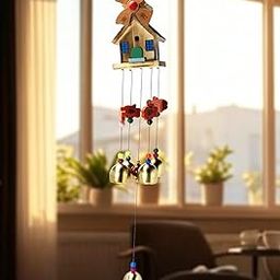 Decorative Wind Chime with House Design, Brass Bells & Colorful Beads – Positive Energy Wind Chain for Living Room, Balcony, Bedroom, and Home Décor-image-73
