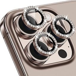 Xfilm for iPhone 16 Pro/16 Pro Max Camera Lens Protector Bling Individual Metal Diamond Ring 9H Hardness Scratchproof Protector, Stylish Phone Accessories, Case Friendly (Titanium Desert Diamond)-10