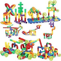 AEXONIZ TOYS Plastic Pipe Puzzle Building Block Set for 3-8 Years Old Kids Boys & Girls,75+ Piece (Random Color Pipe Puzzle Building Block Toys)-29