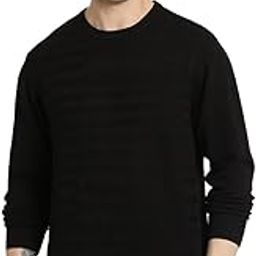 Men Knitted Slim Fit Full Sleeve Black Pullover-image-28