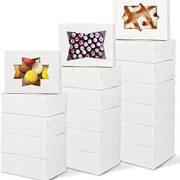 QTLCOHD 60Pcs Bakery Boxes 6 Count Cookie Boxes 8x6x2.5 Inch White Pastry Boxes with 3 Style Window Treat Boxes for Chocolate Strawberries Candy Dessert Muffins Donuts Gift Giving-image-68