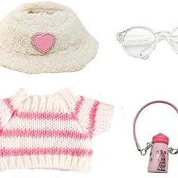 4PCS Doll Clothes Set for Doll Accessories Suit No Only Clothes 1hat+1bottle+1sweater+1glasses Cute Plush for 17cm Boy and Girl for Best Gifts-image-20