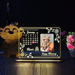 Custom LED Night Lamp with Photo & Calendar | Personalized Birthday/Anniversary Gift with Name & Date | Unique Decorative Lamp for Couple, Kids, Friends & Family 6x8-image-88