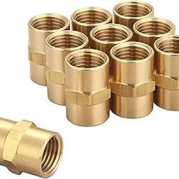 T TANYA HARDWARE Pipe Fitting and Air Hose Fitings, Hex Nipple Coupling Set - 1/4-Inch NPT x 1/4-Inch NPT,Solid Brass, Female Pipe- 10 Piece-picture-31