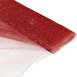 Tiptop Decoration Premium Net Fabric Mesh Glitter Cloth (5 Meters) (Width:-25 Inch) (Rose Red)-image-42