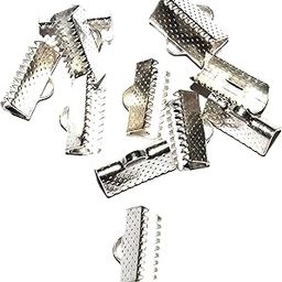 Mahabal Creations Fold Over Crimp Cord Ends Leather Ribbon Ending Clasp Tips Clamp Jewelry Connector Components Jewelry Making (Big Silver 60Pcs)-image-52