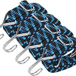 4 Expander Tie Down Straps with Hooks, Adjustable Luggage Straps, Wide Rubber Tensioner with Hooks, 1 m for Sack Truck, Pannier Rack, Bicycle, Motor-image-69