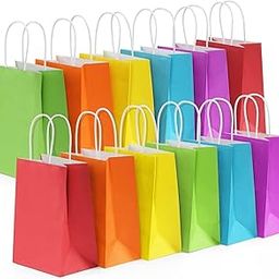 PaperYaan® Gift Paper Bags - 6x8x4 inch 24pcs Small Multicolor Paper Return Gift Bag with Handles for birthday, wedding, engagement party favor goodies candies and other festivals (Small- Multi, Pack of 24)-25