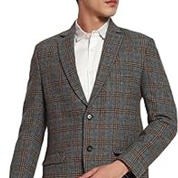 Men's Single Breasted Wool Blend Blazer - Regular Fit, Wool Mix Fabric, Lapel Collar, Double Button Fastening & Double Rear Hem Opening-image-49
