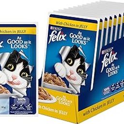 Purina Felix with Chicken in Jelly | Wet Food for Adults | Complete and Balanced Kitten Food, Pack of 12 Pouches (12 x 85 g)-image-2