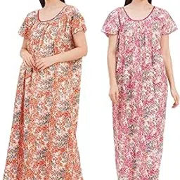 breezly Women's Pure Cotton Combo Nighty for Women Multicolour-picture-39
