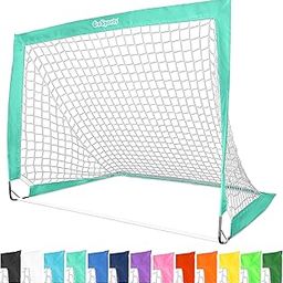 GoSports Team Tone 4 ft x 3 ft Portable Soccer Goal for Kids - Pop Up Net for Backyard - Turquoise-image-69