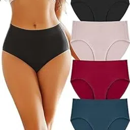 shaperx Women Cotton Silk Panty Seamless Panties Women Hipster Panties Medium Waist Briefs Hipster Underwear Random Color Plus Size (Pack of 4)-picture-33