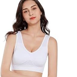 3nh Solid Color Breathable Sports Bra, Round Neck High Stretch Hollow Out Fitness Top, Women's Activewear | Push Up and Sweat Proof Bra | Breathable and Wirefree White_6XL_-image-65