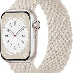 iTronix Solo Loop Braided Watch Strap Compatible with Apple Watch Band 49mm 45mm 44mm 42mm, Men Women, Stretchy Nylon Solace Sport Elastic Strap for iWatch Series Ultra/9/8/7/SE/6/5/4/3/2/1 (White)-image-95