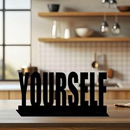 CVANU Yourself Positive Wooden Laser Cutting Showpiece Decorative Item for Table Decoration-Black (12inchX5.8inch)_S341-image-4