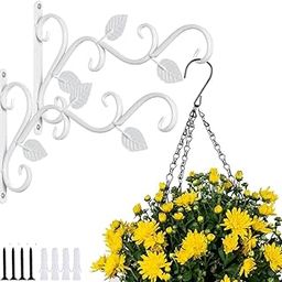 Pack of 2 Wall Mounted Hanging Plant Bracket for Indoor and Outdoor Decoration | Metal Bracket Hanger for Flower Basket, Wind Chimes, Bird Feeders and Lantern (LF3 - White)-35