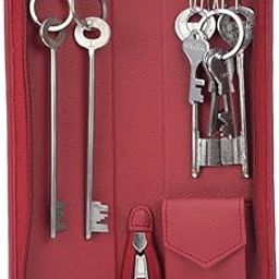 Essart Sarvika PU Leather Key Pouch for Bank Keys - Cherry Holder With Zipper Closure (KH-41410-Cherry)-34