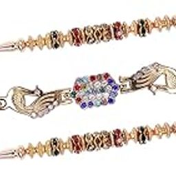 Set of 3Pcs Pearl Beaded Moli Thread Kalava Rakhi Set For Brother Combo For Bhaiya, Gift For Brother Dora Moli Multicolour Pack of 1-30