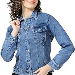 Women's Stylish Denim Jacket with Pockets, Full Sleeve, Dark Blue & Light Blue, Sizes S-3XL-image-90