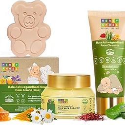Herby Angel Wholesome Freshness Combo for Kids | Face Cleanser (50ml), Aloe Vera Face Gel (50g) & Soap (75g) | Dermatologically Tested & Tear Free Formulation | No Parabens, Sulphates | for 6 Months+ | Pack of 3-image-52