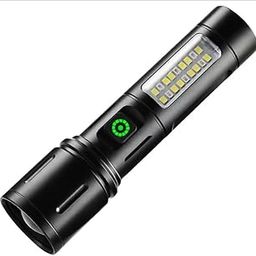 Crobat Flashlight, Powerful, Handy, Flashlight, Rechargeable Type-C LED Light, White & Red Light, COB Work Light, IPX6 Waterproof, High Brightness, Flashlight, 6 Modes Dimmable, Zoom Type, Aluminum-25