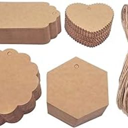 100 Pcs of Double Sided Blank Craft Brown Hang Tags with String for Return Gifts | Party & Celebration | Plain Price Tags with Jute Rope | Thread-picture-15
