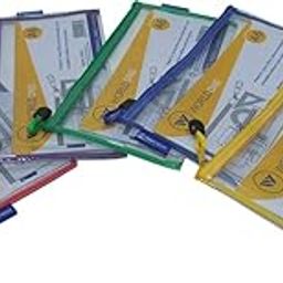Transparent Pencil Pouch with Zipper, Water Resistant, Strong Stitching with Fabric on Edge for Durability, Ideal for Board and Competitive Exams, Assorted Colour Zipper, Size A6, Pack of 6-image-29