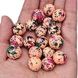 Parakh Decorative Peach Colour Italian Marble with Multi-Colour Splatter Pattern, 100 Grams, Round Glass Balls for Vase Filler-80